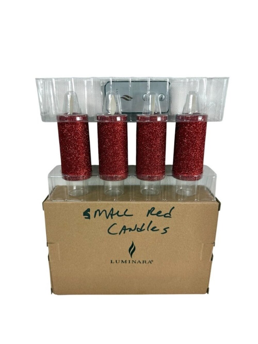 Luminara Red Glitter Flameless LED Candle Set of 4 With Remote Control